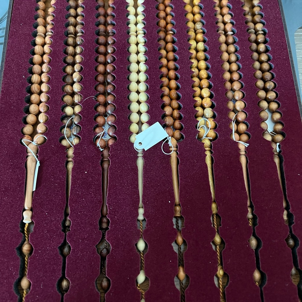 Turkish  Islamic Prayer Real Tree 33 Beads, 8 Tesbih Gift Box Set Ramadan Hajj